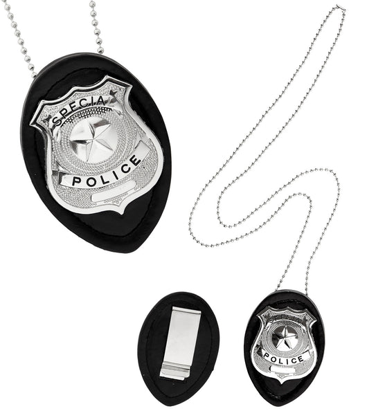 e-carnavalskleding-SYK Politie badge met clip en ketting