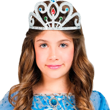 e-carnavalskleding-SYK Prinsessenkroon met diamanten zilver