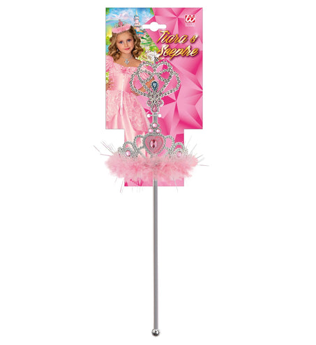 e-carnavalskleding-SYK Prinsessenkroon met stafje en marabou