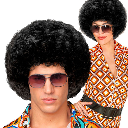 e-carnavalskleding-SYK pruik Afro unisex zwart