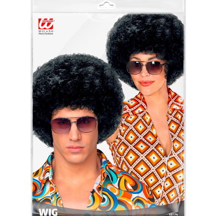 e-carnavalskleding-SYK pruik Afro unisex zwart