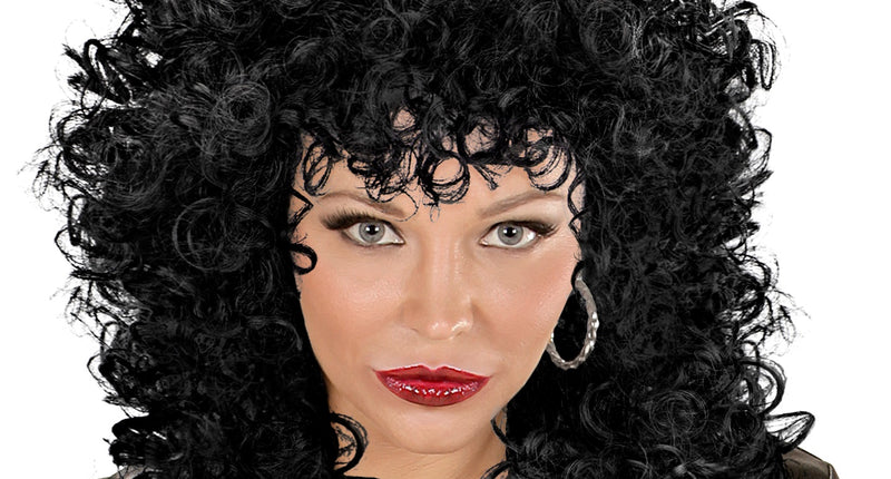 e-carnavalskleding-SYK Pruik bond girl zwarte krullen