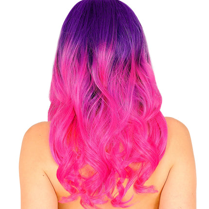 e-carnavalskleding-SYK Pruik dip dye paars roze