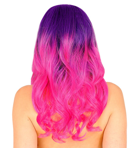 e-carnavalskleding-SYK Pruik dip dye paars roze