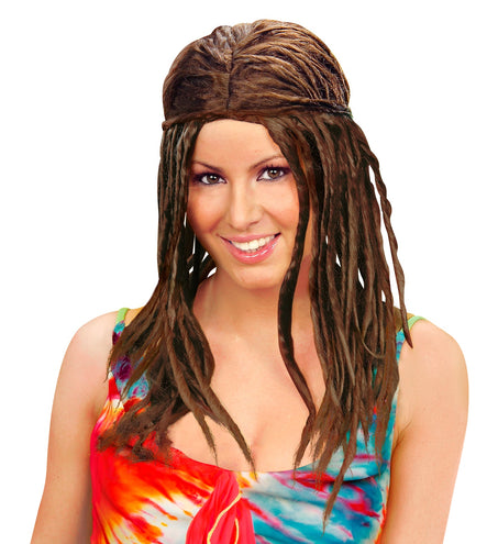 e-carnavalskleding-SYK Pruik, Dreadlocks Bruin