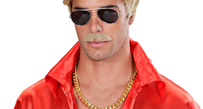 e-carnavalskleding-SYK pruik droomhaar playboy met snor blond