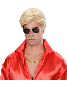 e-carnavalskleding-SYK pruik droomhaar playboy met snor blond