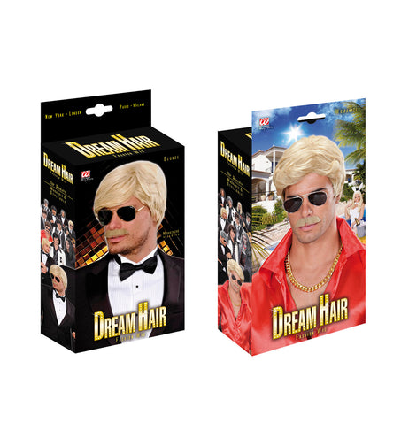 e-carnavalskleding-SYK pruik droomhaar playboy met snor blond