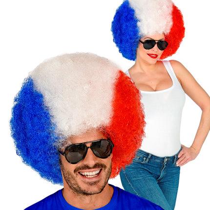 e-carnavalskleding-SYK Pruik Frankrijk blauw wit rood