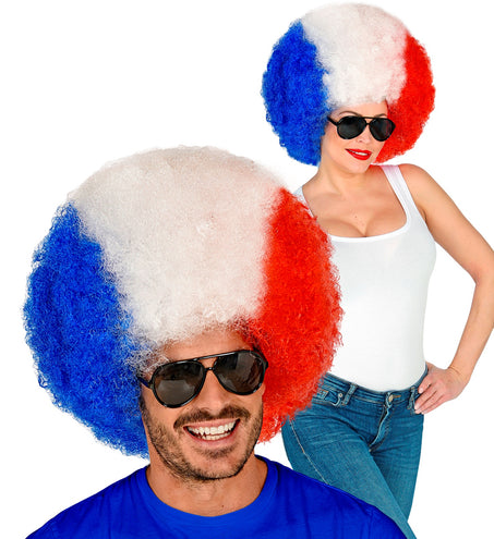 e-carnavalskleding-SYK Pruik Frankrijk blauw wit rood