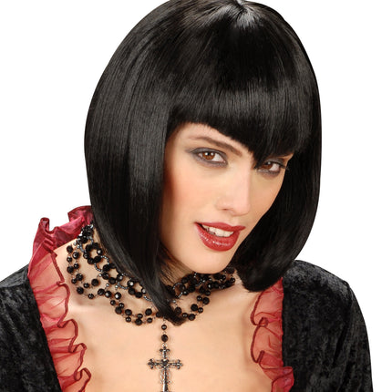 e-carnavalskleding-SYK pruik gothic vamp zwart