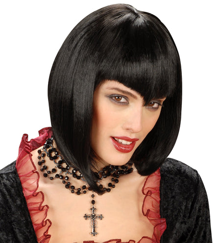 e-carnavalskleding-SYK pruik gothic vamp zwart