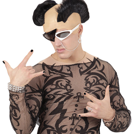 e-carnavalskleding-SYK Pruik hanenkam dubbel gothic
