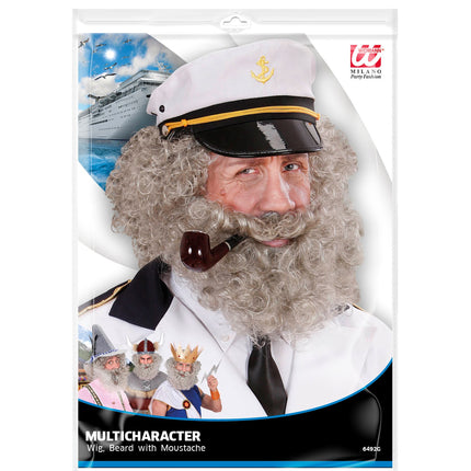 e-carnavalskleding-SYK pruik karakter met krullen en baard grijs