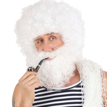 e-carnavalskleding-SYK pruik karakter met krullen en baard wit