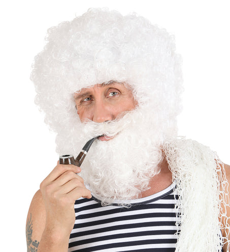 e-carnavalskleding-SYK pruik karakter met krullen en baard wit
