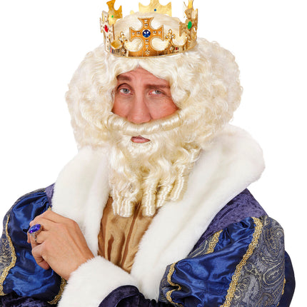 e-carnavalskleding-SYK pruik karakter met lokken en baard blond