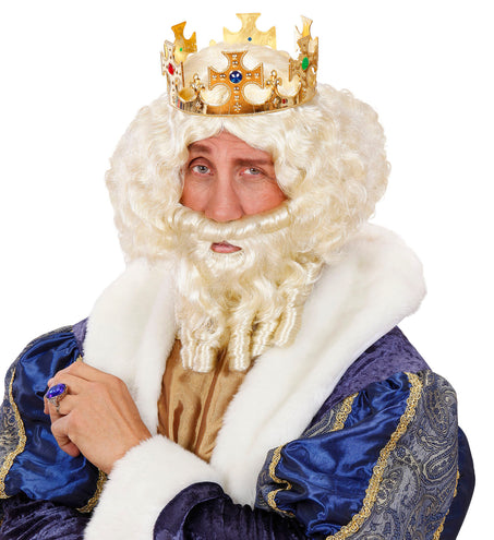 e-carnavalskleding-SYK pruik karakter met lokken en baard blond