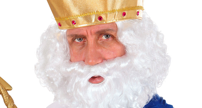 e-carnavalskleding-SYK pruik karakter met lokken en baard wit