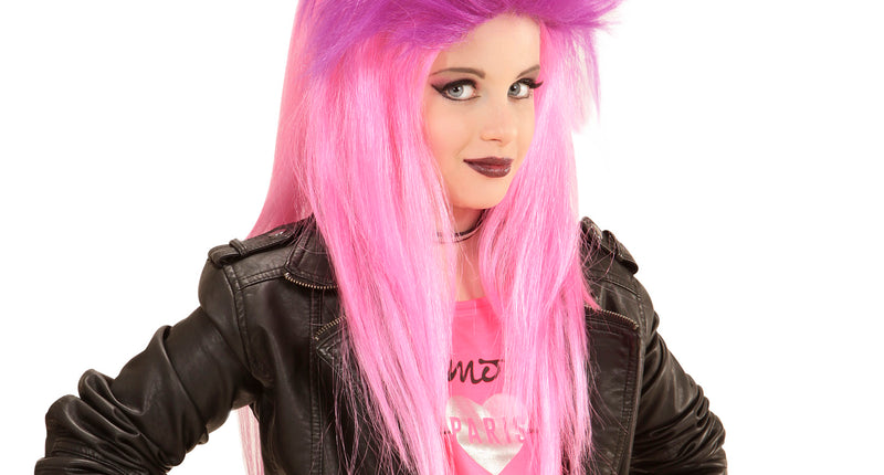 e-carnavalskleding-SYK Pruik kind punk roze en paars