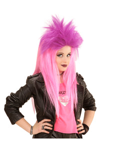 e-carnavalskleding-SYK Pruik kind punk roze en paars