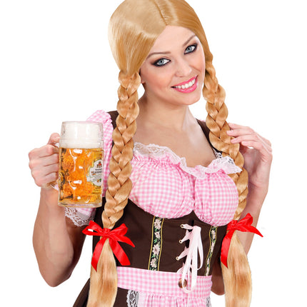e-carnavalskleding-SYK pruik lange vlechten blond