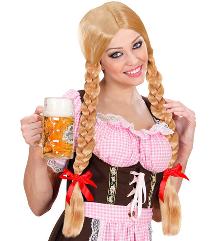 e-carnavalskleding-SYK pruik lange vlechten blond