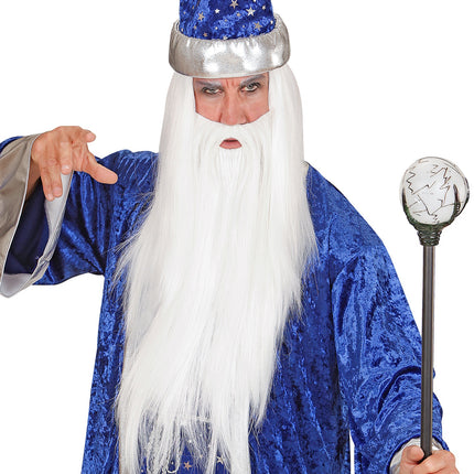 e-carnavalskleding-SYK Pruik met witte tovenaars baard