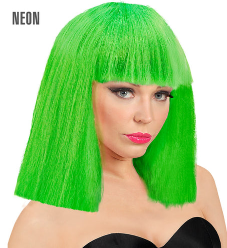 e-carnavalskleding-SYK Pruik neon groen showgirl