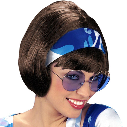 e-carnavalskleding-SYK pruik party girl 70s bruin