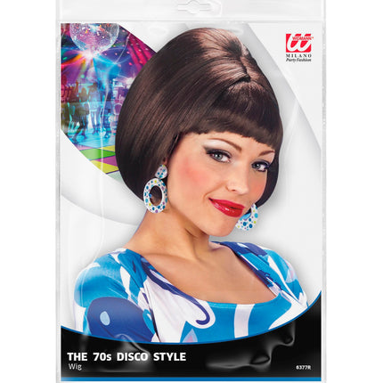 e-carnavalskleding-SYK pruik party girl 70s bruin