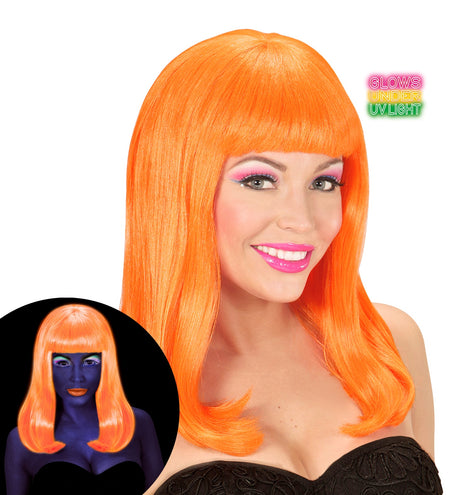 e-carnavalskleding-SYK Pruik, Patsy Neon Oranje