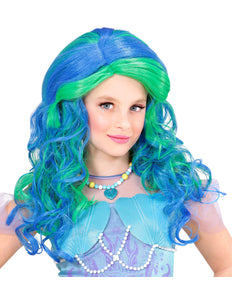 e-carnavalskleding-SYK Pruik, Zeemeermin Blauw/Groen Kind