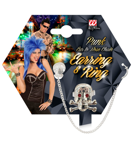 e-carnavalskleding-SYK Punk oorbel en ring