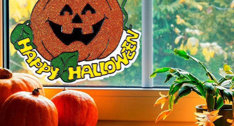 e-carnavalskleding-SYK Raamsticker Happy halloween pompoen