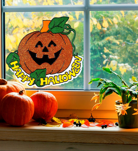 e-carnavalskleding-SYK Raamsticker Happy halloween pompoen