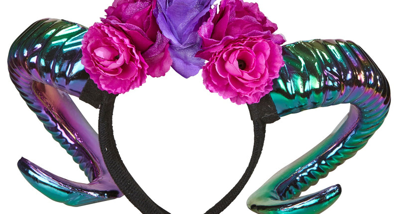 e-carnavalskleding-SYK Ram hoorns met bloemen
