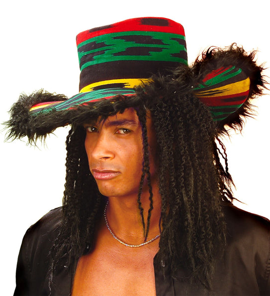 e-carnavalskleding-SYK Rasta hoed met pluche rand