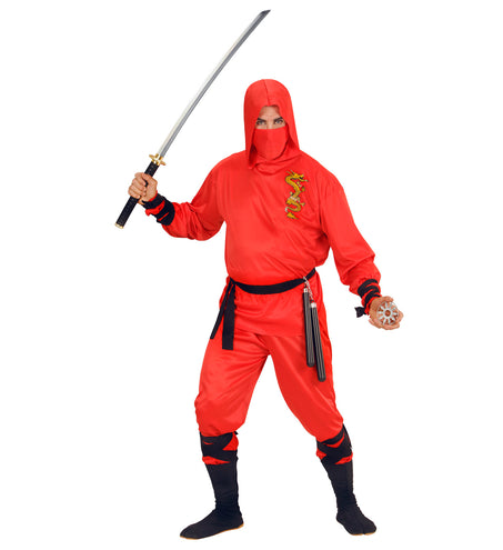 e-carnavalskleding-SYK Red Dragon Ninja pakken voor volwassenen