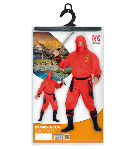 e-carnavalskleding-SYK Red Dragon Ninja pakken voor volwassenen
