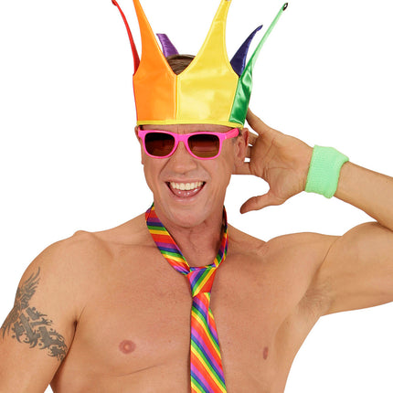 e-carnavalskleding-SYK Regenboog hoed kroon multikleuren