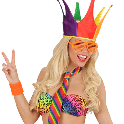 e-carnavalskleding-SYK Regenboog hoed kroon multikleuren