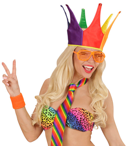 e-carnavalskleding-SYK Regenboog hoed kroon multikleuren