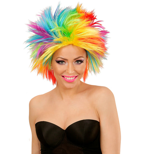 e-carnavalskleding-SYK Regenboog spike pruikjes
