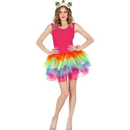 e-carnavalskleding-SYK Regenboog tutu dames
