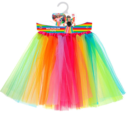 e-carnavalskleding-SYK Regenboog tutu meerkleurig dames
