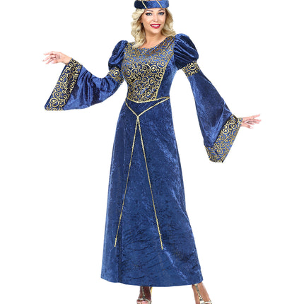 e-carnavalskleding-SYK Renaissance kostuum blauw