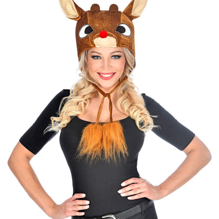 e-carnavalskleding-SYK Rendier muts pluche
