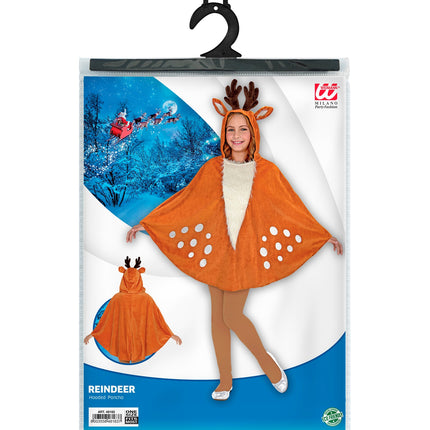 e-carnavalskleding-SYK Rendier poncho met muts kinderen