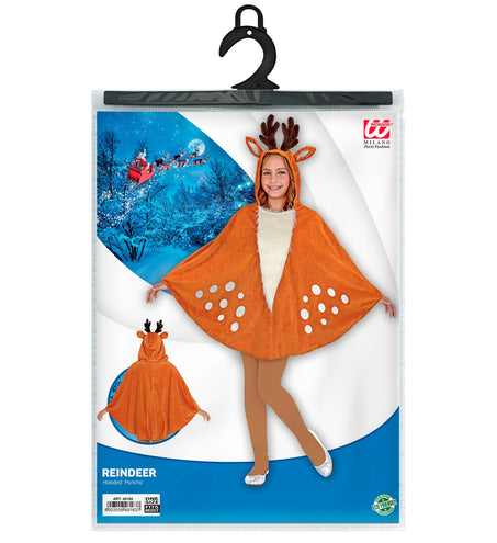 e-carnavalskleding-SYK Rendier poncho met muts kinderen